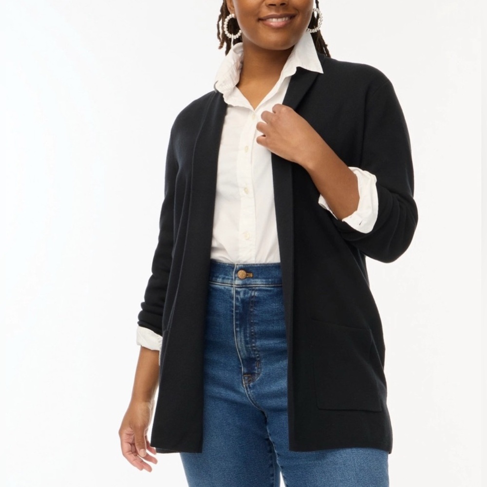 j crew sophie black sweater blazer 100% merino wool shacket